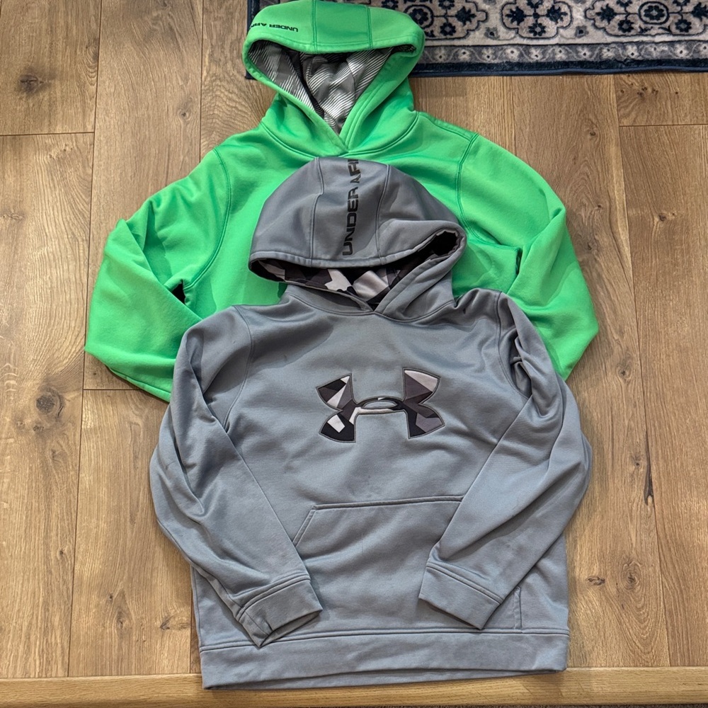 Under Armour Vibrant Green and Classic Gray Hoodies